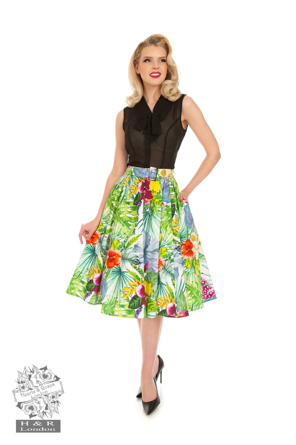 Mary Tropical Floral Swing Skirt